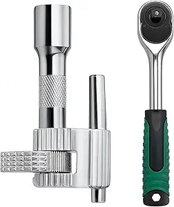 97258 Tub Drain Removal Tool with 3/8" Drive Ratchet Wrench, Drainage Extractor, Tub Drain Wrench Tool for Removing Broken Stuck or Stripped Tub Drains