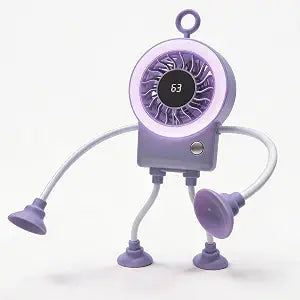 HAUSBELL Poseable Alien Mini Fan, 5-Speed USB-C Rechargeable with Battery% Display, Suction Cup + Wrap-Around Arms for Stroller, Car Seat, Desk, Treadmill & Camping,Ultra-Light with LED Nightlight