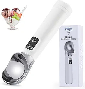 Electric Heated Ice Cream Scoop, Kitchen Gadget with Digital LED Temperature Display for Easy Scooping Rechargeable Scooper Dessert Server 5000mAh USB Powered IP67 Waterproof Kitchen Tool 2 Oz Max158