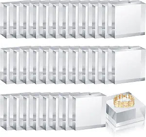 Kigeli 32 Pcs Clear Acrylic Blocks Square Display Stands, 2 x 2 x 1 Inch