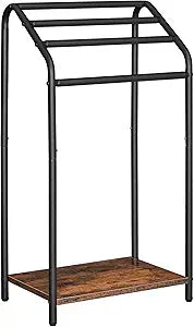 HOOBRO Freestanding Towel Rack, 4 Tier Blanket Rack Stand, 16.3"L x 11.2"W x 31.3"H, Blanket Ladder Holder, Quilt Rack, Drying and Display Rack, Living Room, Bathroom, Rustic Brown and Black BF64LB01