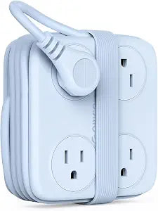 5 Ft Coiled Extension Cord with 8 Outlet & 3 USB Ports