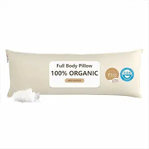 Goose Down Body Pillows for Adults, Large Body Pillow for Side Sleeper, Hugging Feather Body Pillow Insert, Cooling Full Length Long Pillow for Bed with 100% Organic Cotton Shell, Beige 20"x54"