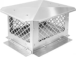 Stainless Steel Chimney Cap, Fireplace Chimney Flue Cover with Adjustable Metal Strips & Bolts Screws, Heavy Duty Chimney Top Cap for Fireplace & Stove Flue Protection (9" x 13")