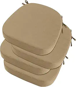 idee-home Outdoor Chair Cushions Set of 4, 19" x 19" x 3" Thick D-Shaped Patio Furniture Outdoor Seat Cushions Waterproof with Ties, Dining Pads