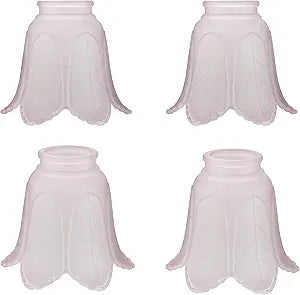 Aspen Creative 23102-4A Transitional Pink Rose Leaf Ceiling Fan Replacement Glass Shade, 2-1/8" Fitter Size x 5" Diameter x 4-1/4" Height, 4 Pack