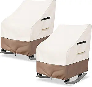 Outdoor Rocking Chair Cover 2 Pack,Heavy Duty Waterproof Patio Rocking Chairs Cover for 27" W x 34" D x 45" H Presidential Rocking Chair,Beige