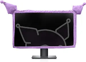 23'' - 34'' Computer Monitor Protective Cover with Cat Ear Design, Cute Monitor Dust Cover with Furry Design, Elastic Dustproof, Suitable for PC, Tablet, TV