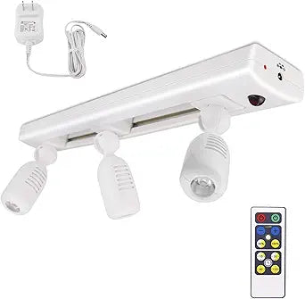 BIGLIGHT LED Track Light, Dimmable Accent Lighting with Rotatable Heads, Plug in Spotlight with Remote for Lighting up Kitchen Sink Cabinet Gallery Picture Bathroom Basement Artwork