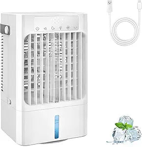 Portable AC Fan, Mini Air Cooling Fan with 3 Speeds,Air Conditioner with 120┬░ Oscillating & 1-8H Timer, Air Cooler Fan with 7 Colors and mist,Ventilador portatil de CA for Bedroom Office Desk-900ml