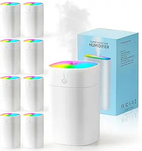 8 PCS Mini Humidifiers for Bedroom 400ml Portable Small Cool Mist Humidifier Super Quiet with 2 Modes Auto Shut-Off Small Humidifiers for Bedroom Travel Car Office Home Plant,White