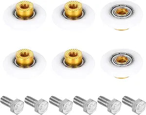 MECCANIXITY Shower Door Rollers Wheels, 27mm Diameter Bathroom Glass Shower Door Replacement Parts Runner Sliding Roller for Bathroom Glass Doors Kitchen Drawers, (White, Pack of 6)