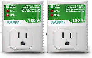 BSEED Surge Protector, Surge Protector Outlet for Refrigerator, Wall Power Voltage Protector Plug in for TV, Computer, Washing Machine, Freezer and Home Appliances, 120VAC, 20Amp, 2400Watts, 2 Pack