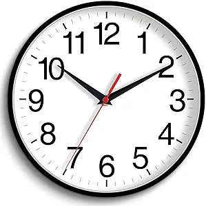 Rohioue 16 Inch Wall Clock Modern Battery Operated Silent Non Ticking Large Analog Clock for Living Room Office Home Bedroom Kitchen Bathroom(Black)