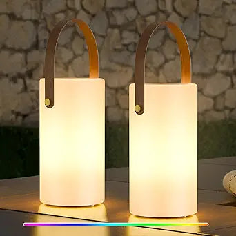 Uuffoo Solar Table Lamp Outdoor Lantern 2 in 1 Rechargeable Battery Operated Portable LED Cordless Lights with Remote 8 Colors, Waterproof IP44 for Patio Camping Outside/Indoor