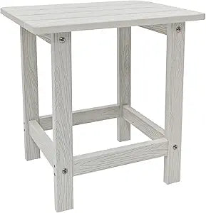 Meluvici Outdoor Side Table, HDPS Single Adirondack Side Table Weather Resistant, Table for Adirondack Chair, End Table for Patio, Pool, Deck, Porch, Outdoor or Indoor Use, White