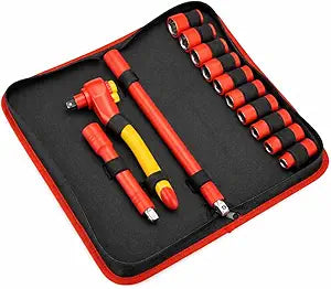 Powerbuilt 13-Piece VDE Tool Set, Insulated Ratchet, Sockets, Extensions, High-Voltage Electrical and Hybrid Vehicles, Home Repair - 642937