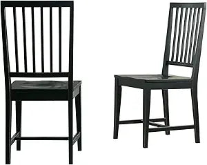 Vienna Wood Dining Chairs, Set of 2, 17.50 in. W x 21.60 in. D X 38.50 in. H, 250 lb Weight Capacity, Rubberwood Construction, Dining Room Furniture, Slatted Seats, Classic Black