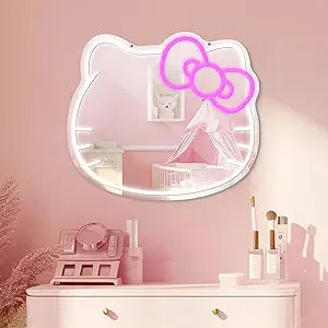 LUXUOSA Neon Sign Mirror Vanity, Stuff Room Decor, Neon LED Wall Mirror for Makeup Mirrors, Bedroom, Teen Girl Children Gift for Birthday Valentine's Day Christmas Halloween Thanksgiving