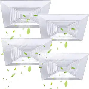 4 Pcs Exhaust Bathroom Ceiling Fan 9 x 9 Inch Grille with Springs Plastic Replacement Vent Cover Wall Mount Bathroom Fan Cover Replacement Parts for Square Ceiling Ventilation