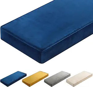 Wenqik Bench Cushions for Indoor Furniture 42x16x4 Inch Velvet Window Seat Cushions Thicken Tufted Bench Pad Memory Foam for Kitchen Dining Bay Patio Porch Swing(Royal Blue)