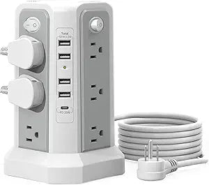 Surge Protector Power Strip Tower 10FT (4A1C) with PD18W USB C Port