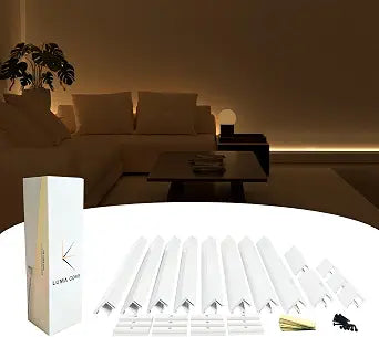 The 8.2FT/2.5M Modular Channel Assembly Kit for The Concealment of LED Strip Lighting Surface Mounted Cove Light Baseboard Uplight Wall Washer Lighting Decor