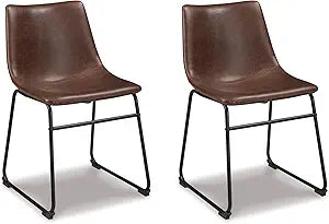 Signature Design by Ashley Mid Century Centiar 18.75" Dining Bucket Chair, 2 Count, Black and Brown