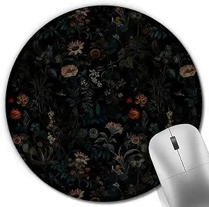 Dark Gothic Moody Floral Round Mouse Pad