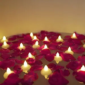 Homemory 24 Pack Floating LED Candles with Dried Rose Petals