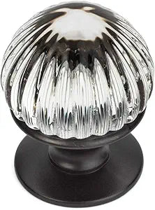 5 Pack - Cosmas 6812ORB-C Oil Rubbed Bronze Cabinet Hardware Round Knob with Clear Glass - 7/8" Diameter
