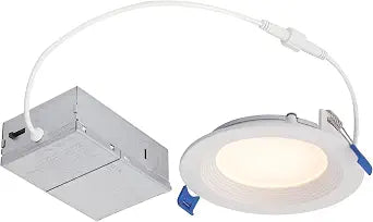 Westinghouse Lighting 5226100 10 Watt (65 Watt Equivalent) 4-Inch Slim Recessed LED Downlight Color Temperature Selection, Dimmable, Stepped Baffle, White Trim
