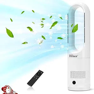Hiluce Bladeless Fan for Bedroom,Tower Cooling Fan,20dB Quiet,Standing Fans with Remote,Touch, LED Display Installation Free 80┬░Oscillating 8 Speeds 9H Timer 22" for Home, Office