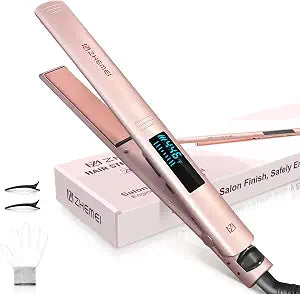 Hair Straightener, 1 Inch Flat Iron with LED Display, Rose Gold
