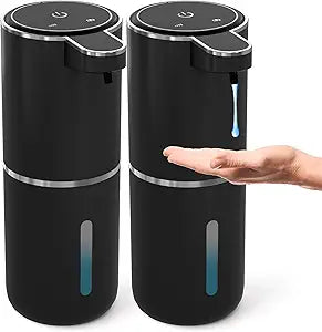 2 Pack Automatic Soap Dispenser Touchless,Liquid Hand Soap Dispenser 12.8oz Electric Wall Mounted Smart for Bathroom and Kitchen Dish SoapEasy for Toddlers(Black)