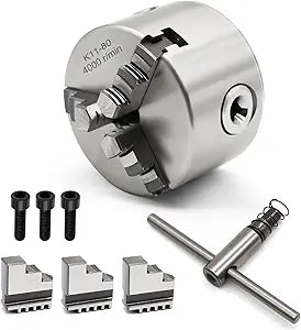 K11-80 Self Centering 3 Inch Lathe Chuck 4000 r/min 3 Jaw Comes with a Set Jaw