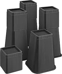 shouwuhho Bed Risers 12 Inch Heavy Duty, Furniture Risers Lifts 12" 8" 4" for Table, Desk Leg, Sofa, Couch, Adjustable Bed Frame Risers Supports Up to 6,000 Lbs, Black