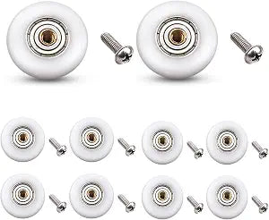 Atoplee 10 pcs Shower Door Rollers Runners Wheels - Replacement Part Bathroom Glass Door Runner Sliding Shower Door Roller Wheel (25mm-10pcs)