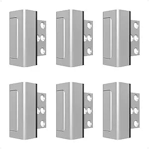 6 Pack Home Security Door Reinforcement Lock, Childproof Safety Door Lock Latch Stopper, Removable Screw-Mounted, Prevent Home Unauthorized Entry, Aluminum Construction, Withstands 800 lbs