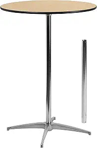 Flash Furniture Lars 30" Round Cocktail Table with 30" and 42" Columns, Adjustable Standard or Bar Height Round Table for Events or Home Use, Natural