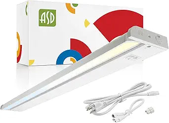 ASD Swivel LED Under Cabinet Lighting Plug in or Hardwired 40 Inch, Dimmable Under Cabinet Lights with High/Low/Off Switch, 3CCT 2700K-4000K, Linkable Under Counter Lights for Kitchen, White, ETL