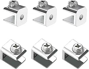 Qrity 16 PCS Glass Clip Holder, Glass Shelf Bracket, Glass Clamp, Wall Mount Clamps for 3-8mm Glass Shelves, Adjustable Clamp Brackets