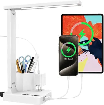 LED Desk Lamps for Dorm Office with USB C Charging Station, 800lm, CRI>90