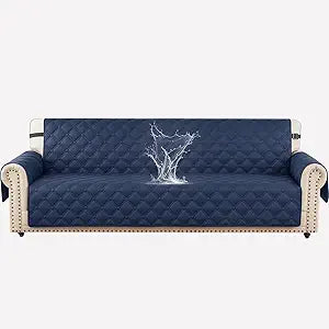 XINEAGE Waterproof Oversized Large Couch Cover for Dog, 4 Seater Sofa Cover with Elastic Straps & Pockets, Triple Non-Slip Protection, Washable Furniture Slipcover for Kids (79" XL Sofa, Navy Blue)