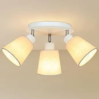 HiBay 3-Light Ceiling Light Fixture, Directional Track Lighting Modern White, Farmhouse Fabric Flush Mount Spotlight for Kitchen, Bedroom, Living Room, E26 Base (Bulbs Not Included)