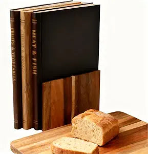 Wooden Cutting Boards for Kitchen, 3-Piece Acacia Wood Cutting Board Set with Stand, Cutting Board That Looks Like Books for Vegetables, Cheese, Bread & Meat, Decorative Chopping Board Gift Set