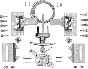 Garage Door Lock Kit with Spring Latch Including All Hardware Garage Door Lock Set Fits 1-3/8" Through 2" Thick Doors(Random Keyed) for Single/Double max Width to 18ft