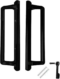 10" PGT Sliding Door Set | PGT Interior and Exterior Sliding Handle with 3-7/8" Hole Spacing | Handle Replacement for Patio Glass Door | Fix and Repair Patio (Black)