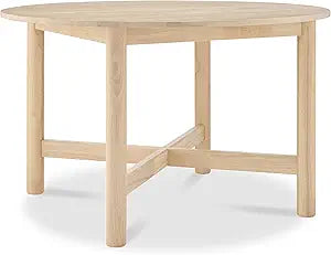 Best Choice Products Solid Wood Dining Table for 4-6, Kitchen Table, 47" Round Table, Modern Farmhouse, Space Saving for Dining Room, Kitchen, Or Living Room, Easy Assembly - Natural