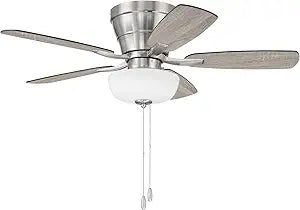 Craftmade 42" Wheeler Indoor Flush Mount 5 Blade Brushed Polished Nickel Finish Ceiling Fan with Single Bowl Light